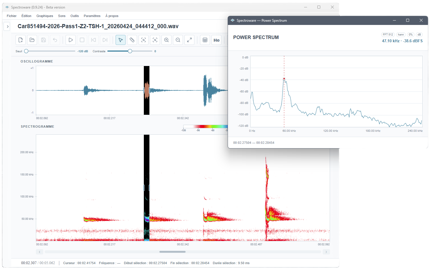 Graphiques dans Spectroware