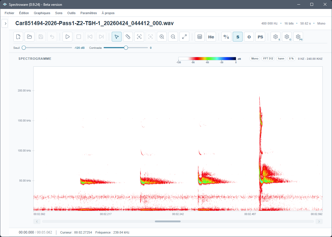 Interface du logiciel Spectroware
